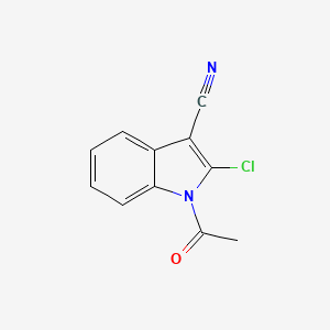 molecular formula C11H7ClN2O B13895909 1-Acetyl-2-chloroindole-3-carbonitrile 