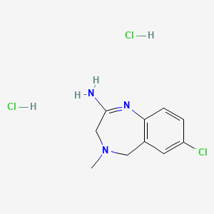 molecular formula C10H14Cl3N3 B13895913 7-Chloro-4-methyl-3,5-dihydro-1,4-benzodiazepin-2-amine;dihydrochloride 