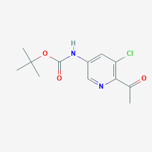 molecular formula C12H15ClN2O3 B13896087 tert-butyl N-(6-acetyl-5-chloropyridin-3-yl)carbamate 