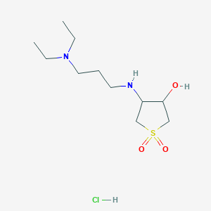 molecular formula C11H25ClN2O3S B1389609 4-(3-Diethylamino-propylamino)-1,1-dioxo-tetrahydro-1lambda*6*-thiophen-3-ol hydrochloride CAS No. 1185298-91-2