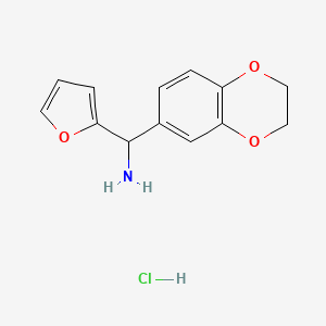 molecular formula C13H14ClNO3 B1389613 C-(2,3-Dihydro-benzo[1,4]dioxin-6-yl)-C-furan-2-yl-methylamine hydrochloride CAS No. 1185300-02-0