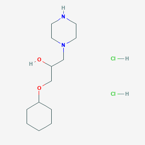 molecular formula C13H28Cl2N2O2 B1389624 1-Cyclohexyloxy-3-piperazin-1-yl-propan-2-ol dihydrochloride CAS No. 1185294-71-6