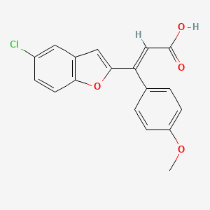 molecular formula C18H13ClO4 B1389629 3-(5-Chloro-1-benzofuran-2-yl)-3-(4-methoxyphenyl)acrylic acid CAS No. 1190198-76-5