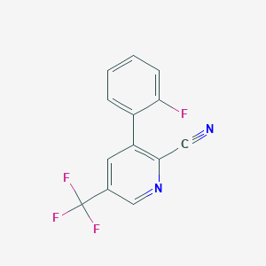molecular formula C13H6F4N2 B1389658 3-(2-Fluorophenyl)-5-(trifluoromethyl)picolinonitrile CAS No. 1214380-38-7