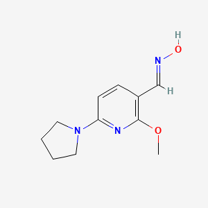 molecular formula C11H15N3O2 B1389685 (E)-2-Methoxy-6-(pyrrolidin-1-yl)nicotinaldehyde oxime CAS No. 1228670-10-7