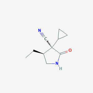 molecular formula C10H14N2O B13896901 (3R,4S)-3-Cyclopropyl-4-ethyl-2-oxo-pyrrolidine-3-carbonitrile 