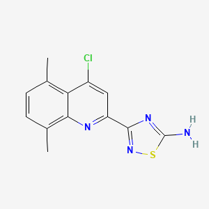 molecular formula C13H11ClN4S B13896906 3-(4-Chloro-5,8-dimethylquinolin-2-yl)-1,2,4-thiadiazol-5-amine 