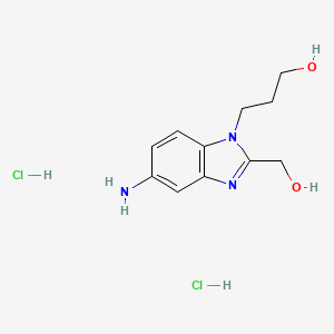 molecular formula C11H17Cl2N3O2 B1389692 3-(5-Amino-2-hydroxymethyl-benzoimidazol-1-YL)-propan-1-OL dihydrochloride CAS No. 1185030-97-0
