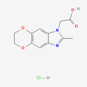 molecular formula C12H13ClN2O4 B1389694 (2-Methyl-6,7-dihydro-5,8-dioxa-1,3-diaza-cyclopenta[B]naphthalen-1-YL)-acetic acid hydrochloride CAS No. 1185301-53-4
