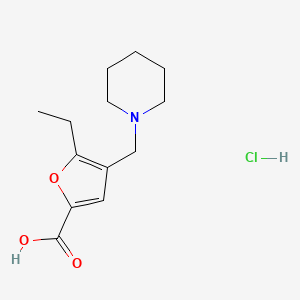 molecular formula C13H20ClNO3 B1389697 Chlorhydrate d'acide 5-éthyl-4-pipéridin-1-ylméthylfuran-2-carboxylique CAS No. 1185301-30-7