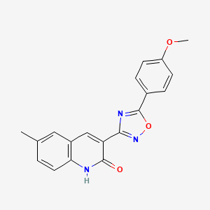 molecular formula C19H15N3O3 B13897040 3-[5-(4-methoxyphenyl)-1,2,4-oxadiazol-3-yl]-6-methylquinolin-2(1H)-one CAS No. 4896-87-1