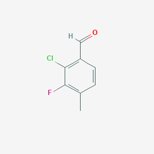 molecular formula C8H6ClFO B13897061 2-Chloro-3-fluoro-4-methylbenzaldehyde 