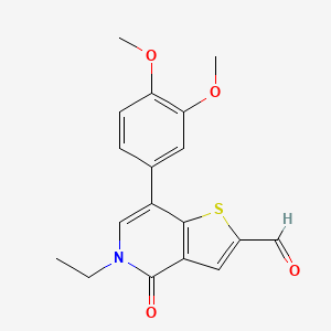 molecular formula C18H17NO4S B13897090 7-(3,4-Dimethoxyphenyl)-5-ethyl-4-oxothieno[3,2-c]pyridine-2-carbaldehyde 