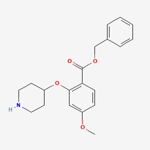 molecular formula C20H23NO4 B13897162 Benzyl 4-methoxy-2-piperidin-4-yloxybenzoate 