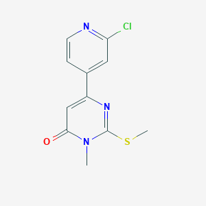 molecular formula C11H10ClN3OS B13897245 6-(2-Chloropyridin-4-yl)-3-methyl-2-methylsulfanylpyrimidin-4-one 