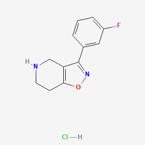 molecular formula C12H12ClFN2O B1389736 3-(3-Fluoro-phenyl)-4,5,6,7-tetrahydro-isoxazolo-[4,5-c]pyridine hydrochloride CAS No. 1185294-15-8