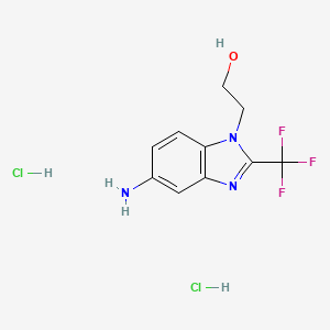 molecular formula C10H12Cl2F3N3O B1389744 2-(5-Amino-2-trifluoromethyl-benzoimidazol-1-yl)-ethanol dihydrochloride CAS No. 1185301-87-4