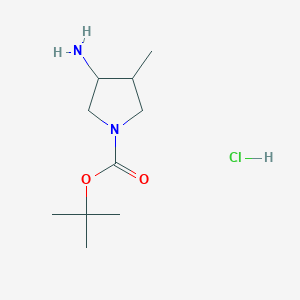 molecular formula C10H21ClN2O2 B13897455 Tert-butyl trans-3-amino-4-methyl-pyrrolidine-1-carboxylate;hydrochloride 