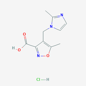 molecular formula C10H12ClN3O3 B1389747 5-Methyl-4-(2-methyl-imidazol-1-ylmethyl)-isoxazole-3-carboxylic acid hydrochloride CAS No. 1185165-24-5