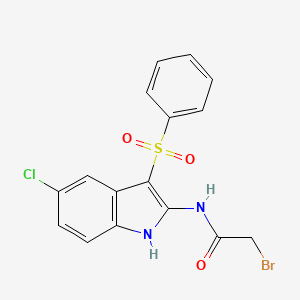 molecular formula C16H12BrClN2O3S B13897499 N-[3-(Benzenesulfonyl)-5-chloro-1H-indol-2-yl]-2-bromoacetamide CAS No. 918494-37-8