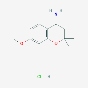 molecular formula C12H18ClNO2 B1389750 7-Methoxy-2,2-dimethyl-chroman-4-ylamine hydrochloride CAS No. 199586-71-5