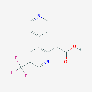 molecular formula C13H9F3N2O2 B1389765 2-(3-(Pyridin-4-yl)-5-(trifluoromethyl)pyridin-2-yl)acetic acid CAS No. 1214356-94-1
