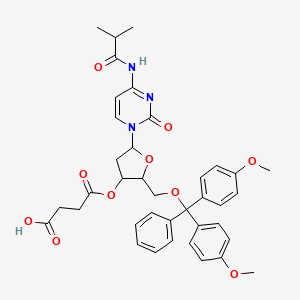 molecular formula C38H41N3O10 B13897741 4-{[(2R,3S,5R)-2-{[bis(4-methoxyphenyl)(phenyl)methoxy]methyl}-5-[4-(2-methylpropanamido)-2-oxo-1,2-dihydropyrimidin-1-yl]oxolan-3-yl]oxy}-4-oxobutanoic acid 