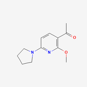 molecular formula C12H16N2O2 B1389777 1-(2-Methoxy-6-(pyrrolidin-1-YL)pyridin-3-YL)-ethanone CAS No. 1228666-25-8