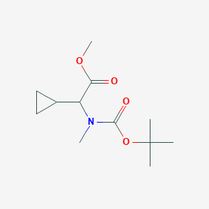 molecular formula C12H21NO4 B13897776 Methyl 2-[tert-butoxycarbonyl(methyl)amino]-2-cyclopropyl-acetate 