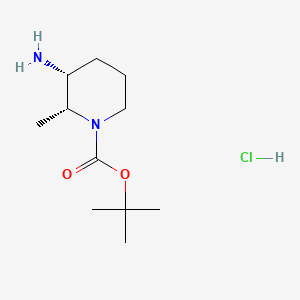 molecular formula C11H23ClN2O2 B13897816 tert-butyl (2R,3R)-3-amino-2-methyl-piperidine-1-carboxylate;hydrochloride 