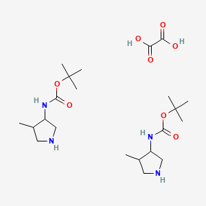 molecular formula C22H42N4O8 B13897842 tert-butyl N-[(3S,4S)-4-methylpyrrolidin-3-yl]carbamate;hemi(oxalic acid) 