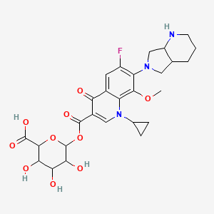 molecular formula C27H32FN3O10 B13897853 6-[7-(1,2,3,4,4a,5,7,7a-Octahydropyrrolo[3,4-b]pyridin-6-yl)-1-cyclopropyl-6-fluoro-8-methoxy-4-oxoquinoline-3-carbonyl]oxy-3,4,5-trihydroxyoxane-2-carboxylic acid 