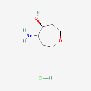 molecular formula C6H14ClNO2 B13897863 trans-5-Aminooxepan-4-OL hydrochloride 