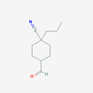 molecular formula C11H17NO B13897934 4-Formyl-1-propylcyclohexane-1-carbonitrile 