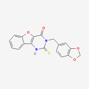 molecular formula C18H12N2O4S B1389805 3-(1,3-benzodioxol-5-ylmethyl)-2-thioxo-2,3-dihydro[1]benzofuro[3,2-d]pyrimidin-4(1H)-one CAS No. 892287-67-1