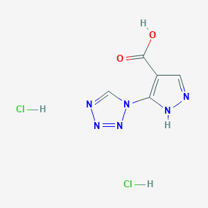molecular formula C5H6Cl2N6O2 B1389806 3-Tetrazol-1-YL-1H-pyrazole-4-carboxylic acid dihydrochloride CAS No. 1185139-29-0