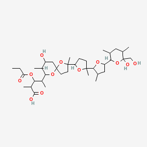 4-[7-Hydroxy-2-[5-[5-[6-hydroxy-6-(hydroxymethyl)-3,5-dimethyloxan-2-yl]-3-methyloxolan-2-yl]-5-methyloxolan-2-yl]-2,8-dimethyl-1,10-dioxaspiro[4.5]decan-9-yl]-2-methyl-3-propanoyloxypentanoic acid