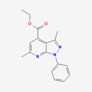 molecular formula C17H17N3O2 B13898314 3,6-dimethyl-1-phenyl-1H-pyrazolo[3,4-b]pyridine-4-carboxylic acid ethyl ester 