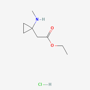 molecular formula C8H16ClNO2 B13898351 Ethyl 2-[1-(methylamino)cyclopropyl]acetate hydrochloride 