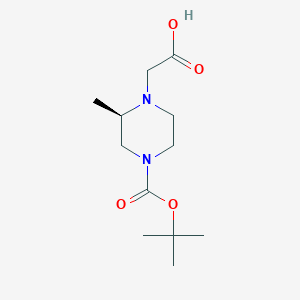 molecular formula C12H22N2O4 B13898375 (R)-2-(4-(Tert-butoxycarbonyl)-2-methylpiperazin-1-YL)acetic acid 