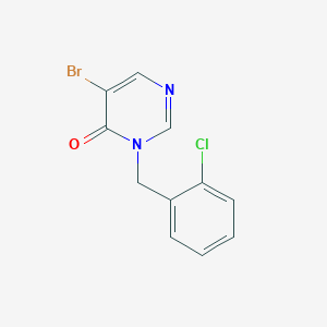 molecular formula C11H8BrClN2O B13898466 5-Bromo-3-[(2-chlorophenyl)methyl]pyrimidin-4-one 