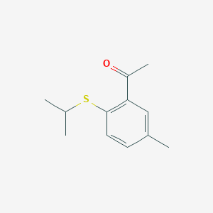 molecular formula C12H16OS B13898479 1-[5-Methyl-2-(propan-2-ylsulfanyl)phenyl]ethan-1-one CAS No. 105337-75-5