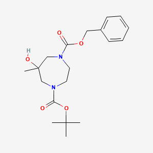 molecular formula C19H28N2O5 B13898493 O4-benzyl O1-tert-butyl 6-hydroxy-6-methyl-1,4-diazepane-1,4-dicarboxylate 