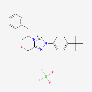 molecular formula C22H26BF4N3O B13898498 5-benzyl-2-(4-tert-butylphenyl)-6,8-dihydro-5H-[1,2,4]triazolo[3,4-c][1,4]oxazin-4-ium;tetrafluoroborate 