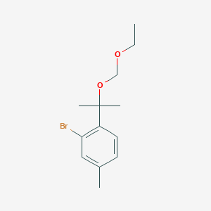 molecular formula C13H19BrO2 B13898621 2-Bromo-1-(2-(ethoxymethoxy)propan-2-yl)-4-methylbenzene 