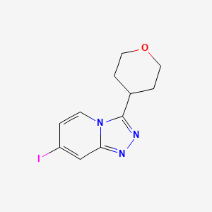 molecular formula C11H12IN3O B13898701 7-iodo-3-(tetrahydro-2H-pyran-4-yl)-1,2,4-Triazolo[4,3-a]pyridine 