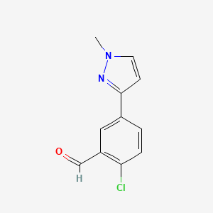 molecular formula C11H9ClN2O B13898723 2-chloro-5-(1-methyl-1H-pyrazol-3-yl)benzaldehyde 