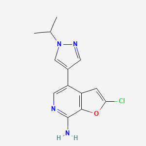 molecular formula C13H13ClN4O B13898794 2-Chloro-4-(1-propan-2-ylpyrazol-4-yl)furo[2,3-c]pyridin-7-amine 