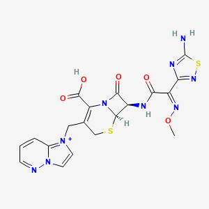 molecular formula C19H18N9O5S2+ B13898952 (6R,7R)-7-[[(2Z)-2-(5-amino-1,2,4-thiadiazol-3-yl)-2-methoxyiminoacetyl]amino]-3-(imidazo[1,2-b]pyridazin-1-ium-1-ylmethyl)-8-oxo-5-thia-1-azabicyclo[4.2.0]oct-2-ene-2-carboxylic acid 