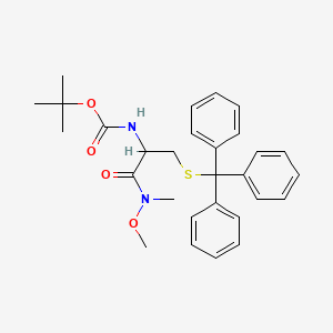 molecular formula C29H34N2O4S B13899088 tert-butyl N-[1-[methoxy(methyl)amino]-1-oxo-3-tritylsulfanylpropan-2-yl]carbamate 